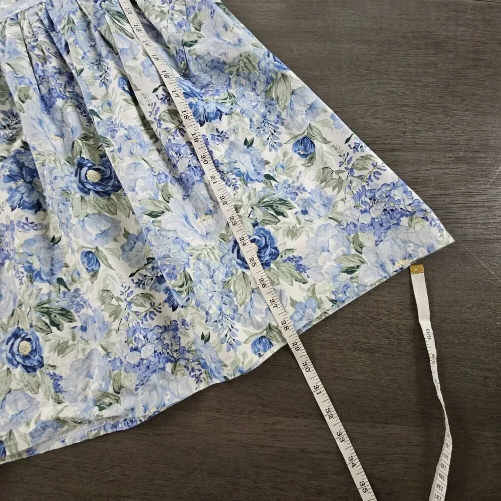 Vtg Handmade Grannie Annie Blue Floral Girls Floral Dress Size Large Sundress